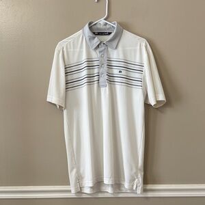 Travis Mathew White Stripe Golf Polo Shirt